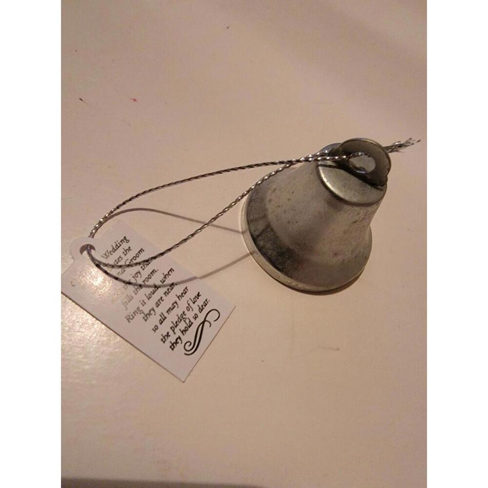 Vintage Mini Silver Wedding Bell With Tag